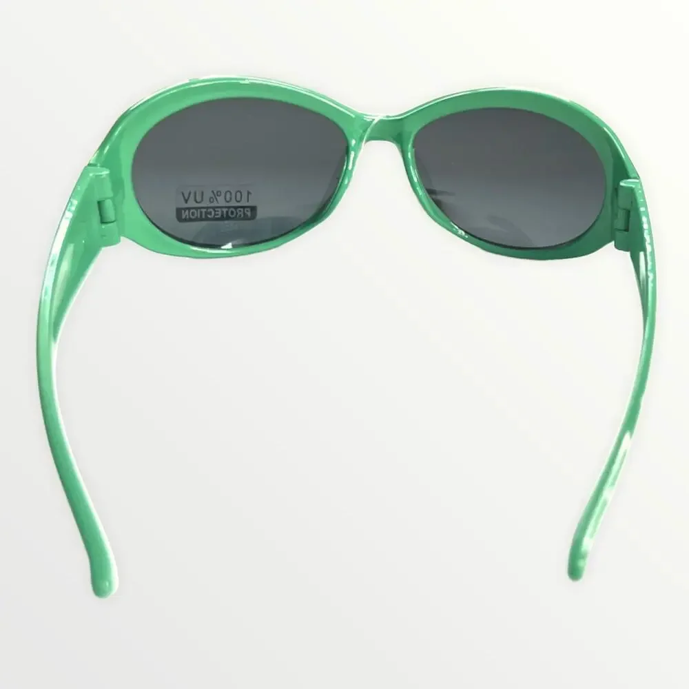 Kids Sunglasses 100% UV Protection Green & Blue Retro Frames & White Polka Dots